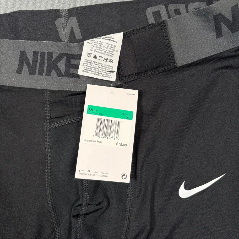 Nike Pro NBA 3/4 Compression Tights Player Issue Base Layer Black XL NWOT DN1547